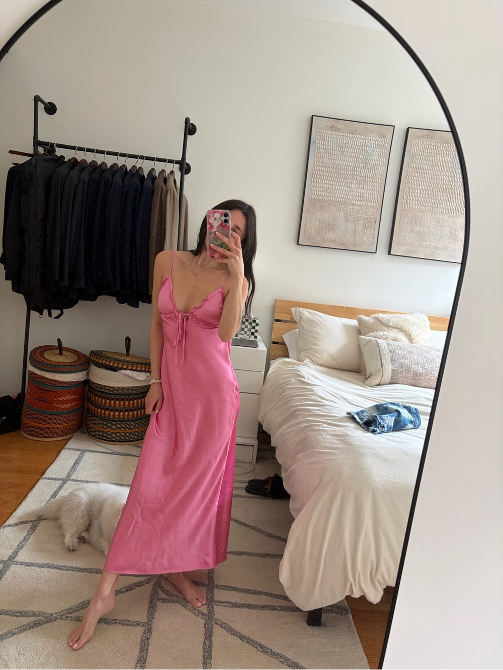 Pink Satin Slip Dress